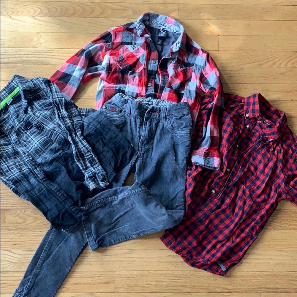 Boys collection of button down & cords sm/ size 6